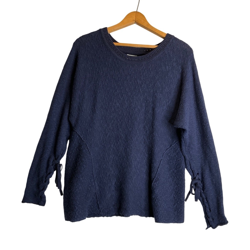 Caslon Sweater Blue Pullover Long Sleeve Tie Cinch Arm Boho Casual Preppy Soft S